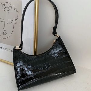 SHEIN Croc Embossed Baguette Shoulder Bag